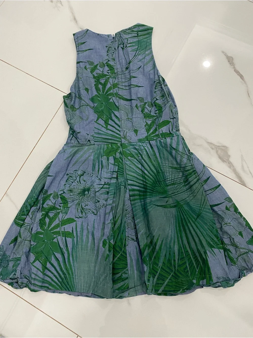 GAP Girls Green and blue Palm Leaf print Sleeveless Casual Dress